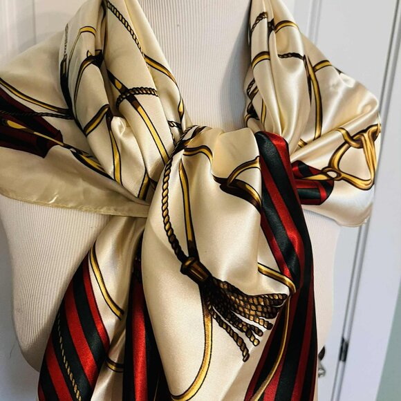 New Equestrian-Inspired Scarf — Faux Silk, 90×90 cm (Modern Chinese Classic) - Picture 3 of 7